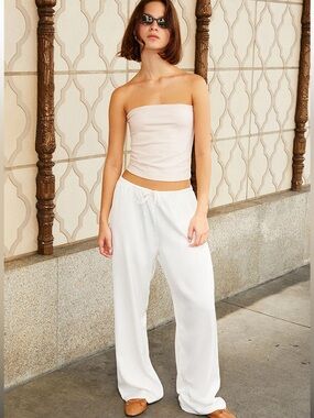 John Galt/Brandy Melville Anastasia Cream Woven Lightweight Sweatpants